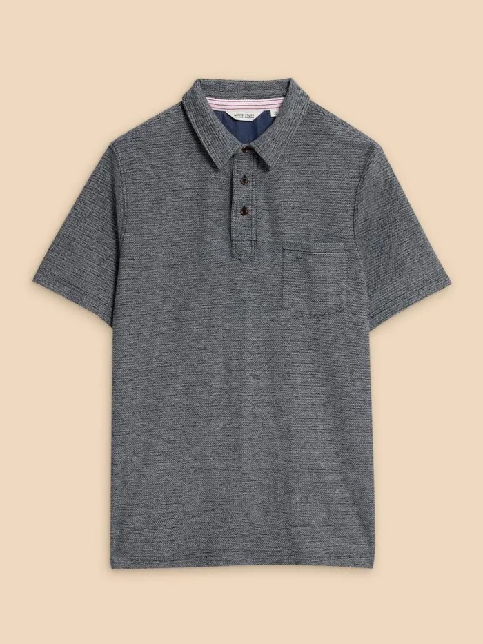 White Stuff SHIRTS Twisted Texture Polo Navy Multi 8211 Men White Stuff SHIRTS Twisted Texture Polo Navy Multi 8211 Men