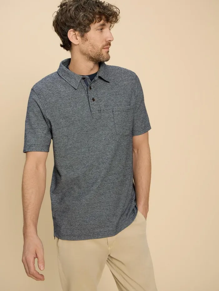 White Stuff SHIRTS Twisted Texture Polo Navy Multi 8211 Men White Stuff SHIRTS Twisted Texture Polo Navy Multi 8211 Men