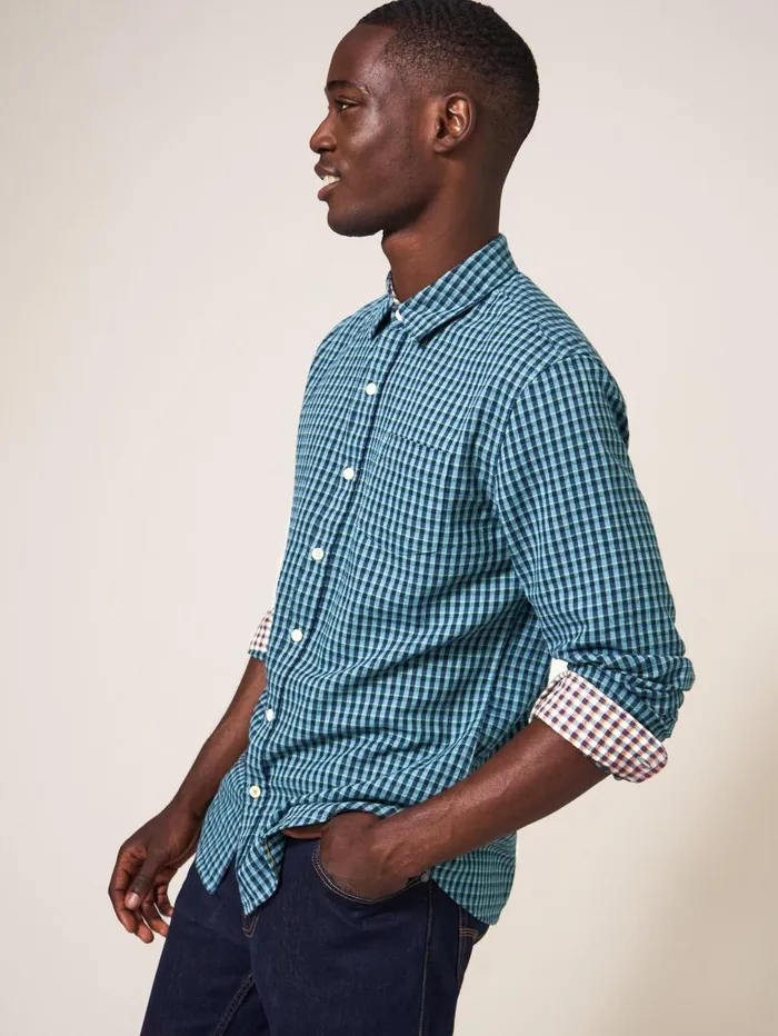 White Stuff SHIRTS Westlake Gingham Shirt Mint Green 8211 Men