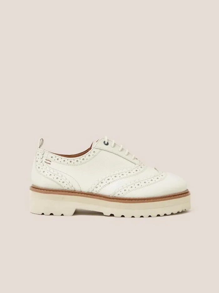 White Stuff SHOES Chunky Leather Lace Up Brogue Light Natural 8211 Women