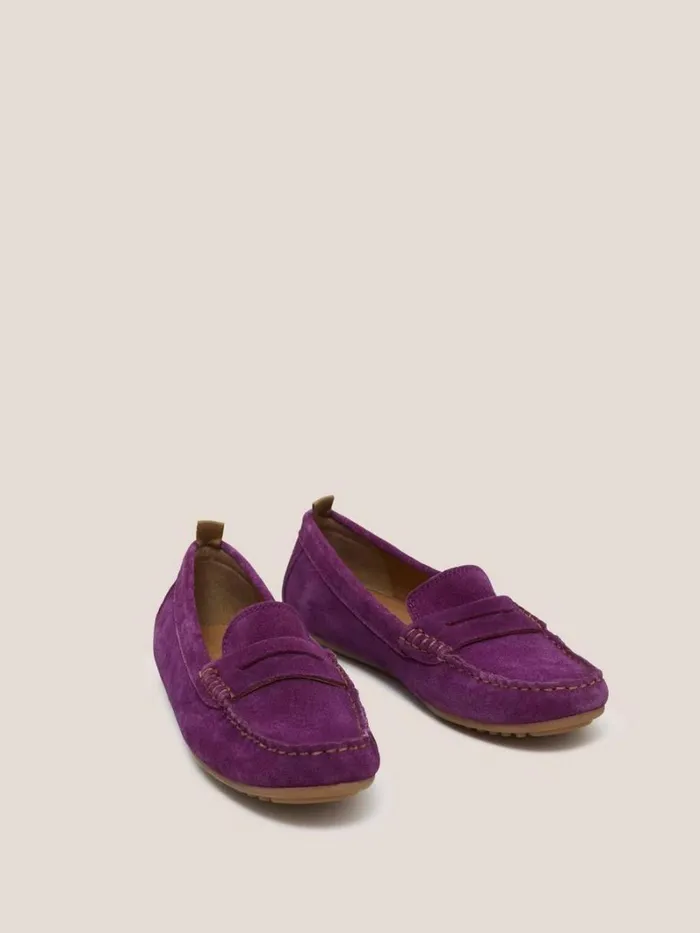White Stuff SHOES Suede Driving Moccasin Mid Purple 8211 Women