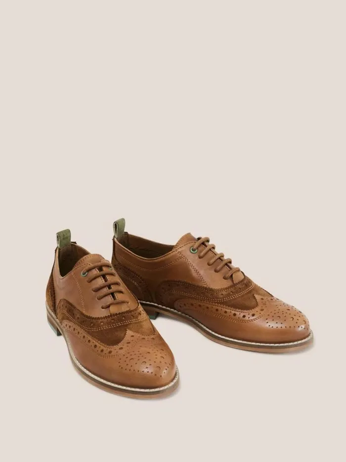 White Stuff SHOES Thistle Leather Lace Up Brogue Dark Tan 8211 Women