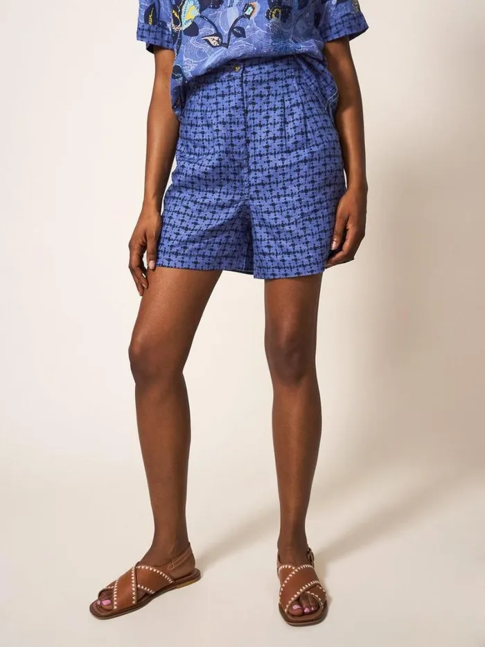 White Stuff SHORTS Rowena Linen Short Blue Multi 8211 Women