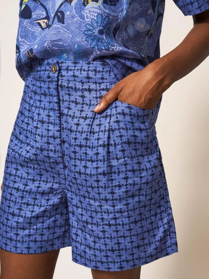 White Stuff SHORTS Rowena Linen Short Blue Multi 8211 Women White Stuff SHORTS Rowena Linen Short Blue Multi 8211 Women
