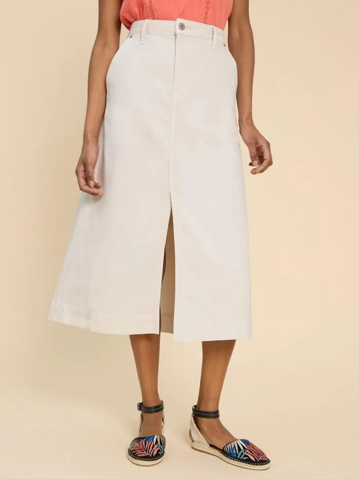 White Stuff SKIRTS Allie Denim Midi Skirt Light Natural 8211 Women
