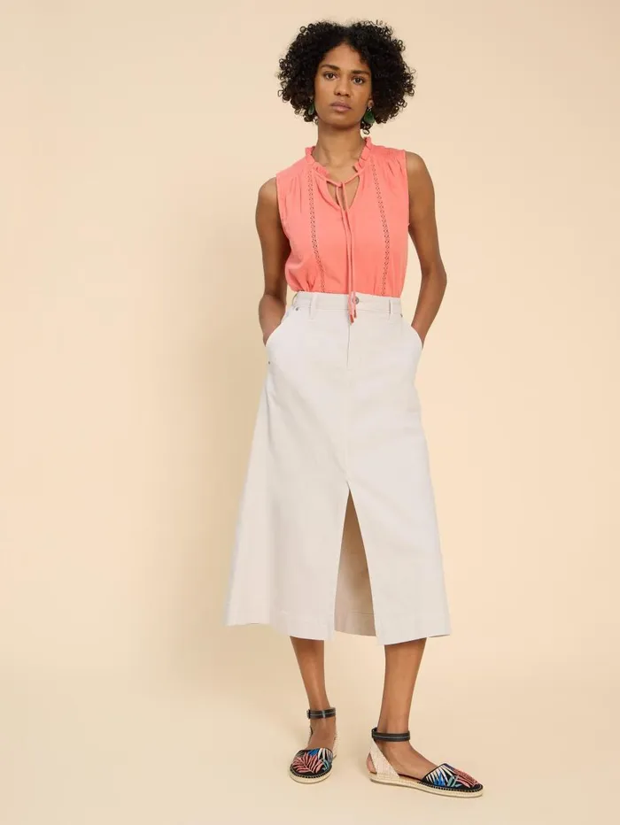 White Stuff SKIRTS Allie Denim Midi Skirt Light Natural 8211 Women White Stuff SKIRTS Allie Denim Midi Skirt Light Natural 8211 Women