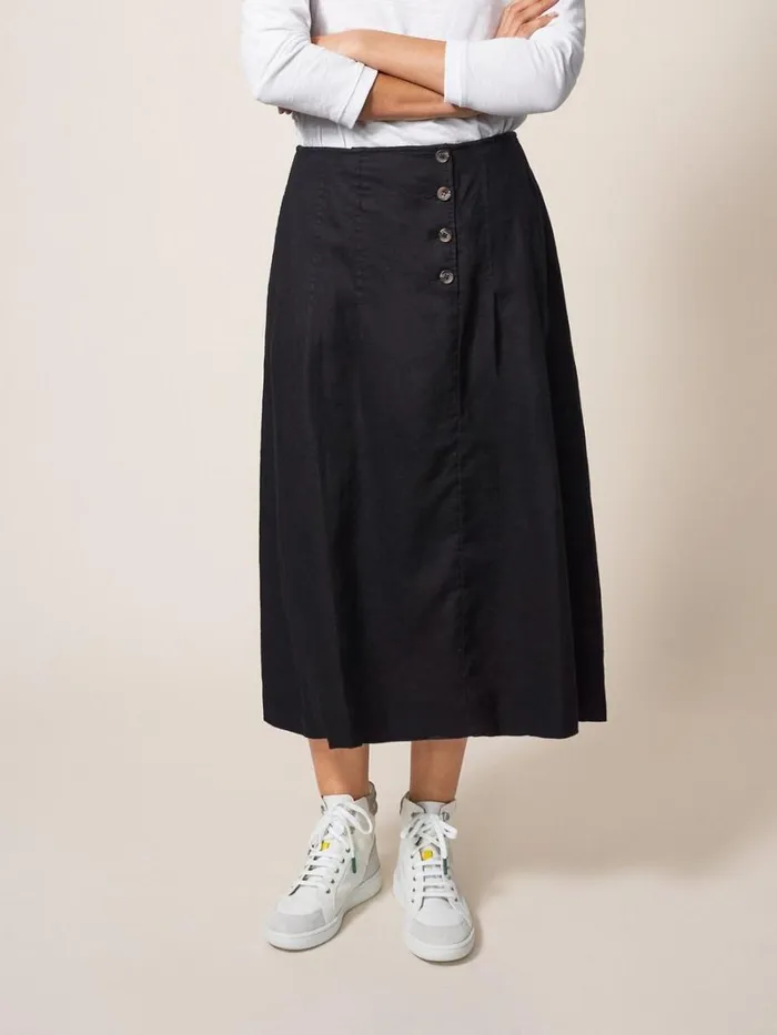 White Stuff SKIRTS Ciara Linen Skirt Washed Black 8211 Women