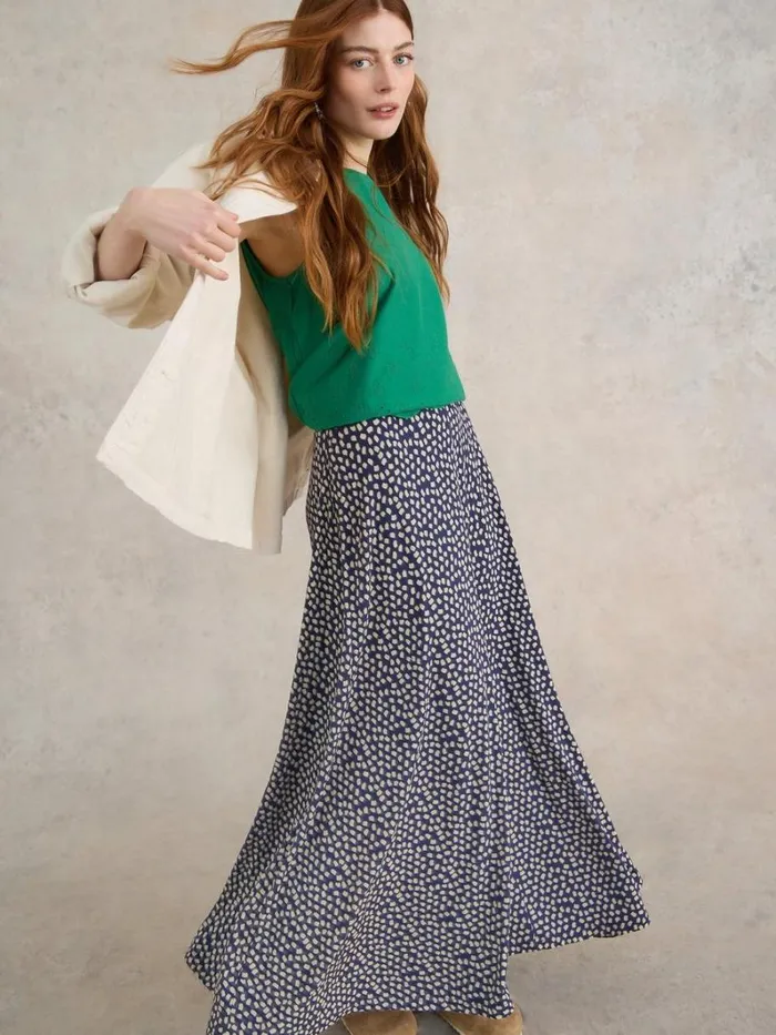 White Stuff SKIRTS Jada Eco Vero Skirt Blue Print 8211 Women