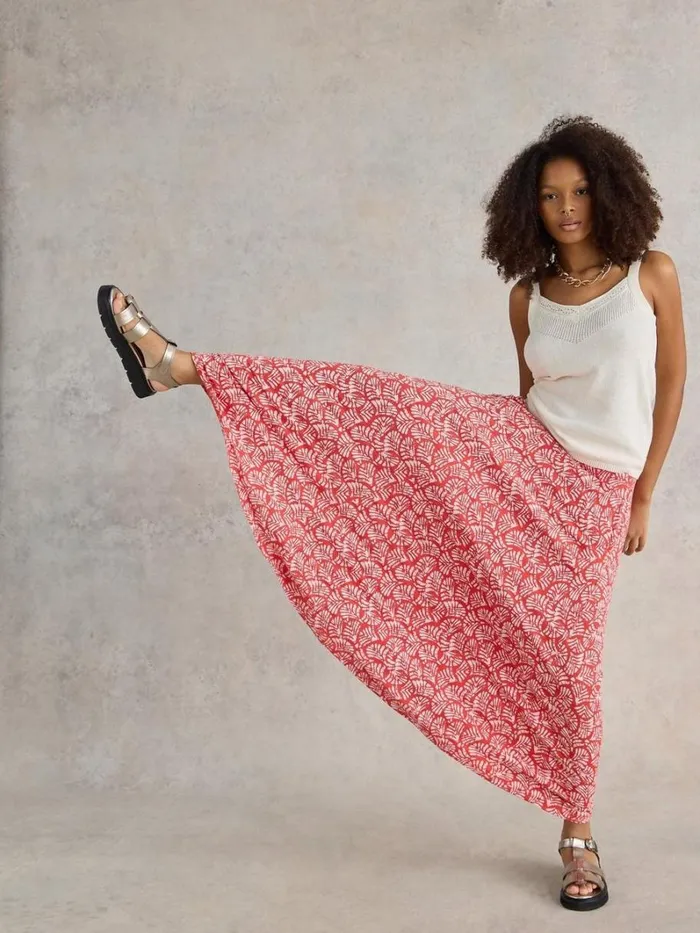 White Stuff SKIRTS Jada Eco Vero Skirt Red Print 8211 Women White Stuff SKIRTS Jada Eco Vero Skirt Red Print 8211 Women