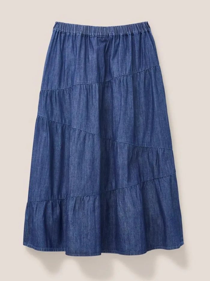 White Stuff SKIRTS Jenna Tiered Denim Skirt Dk Denim 8211 Women White Stuff SKIRTS Jenna Tiered Denim Skirt Dk Denim 8211 Women