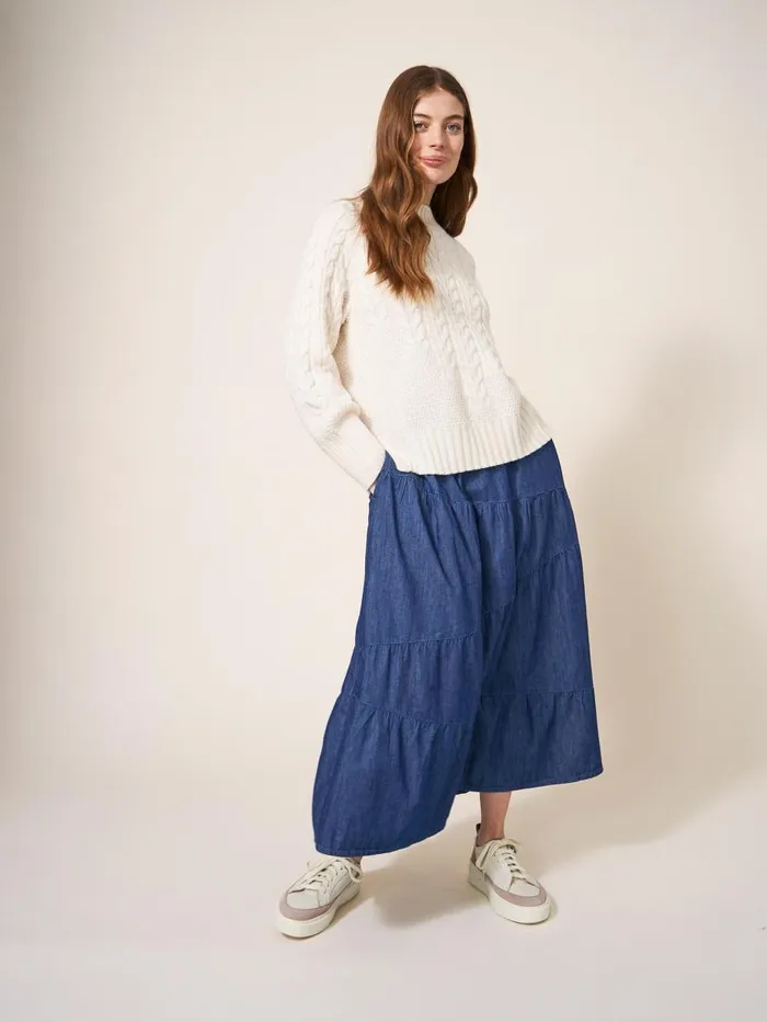 White Stuff SKIRTS Jenna Tiered Denim Skirt Dk Denim 8211 Women White Stuff SKIRTS Jenna Tiered Denim Skirt Dk Denim 8211 Women
