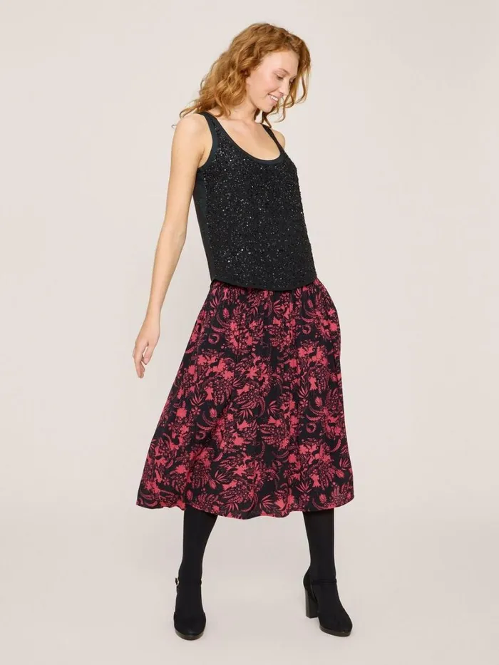White Stuff SKIRTS Maeva Midi Skirt Black Print 8211 Women