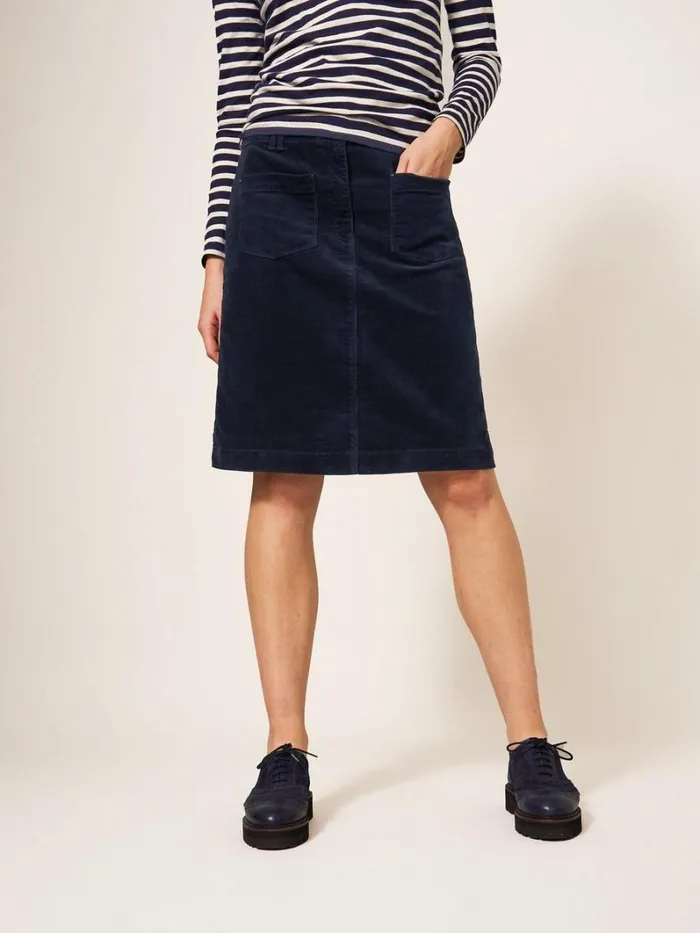 White Stuff SKIRTS Melody Organic Cord Skirt Dark Navy 8211 Women