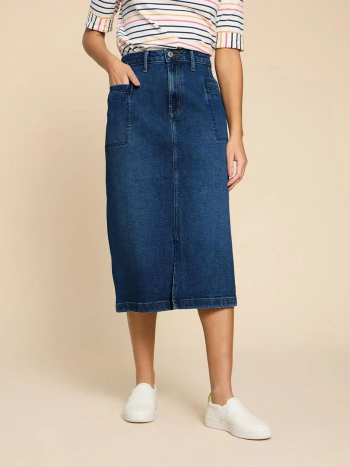 White Stuff SKIRTS Penny Denim Midi Skirt Mid Denim 8211 Women