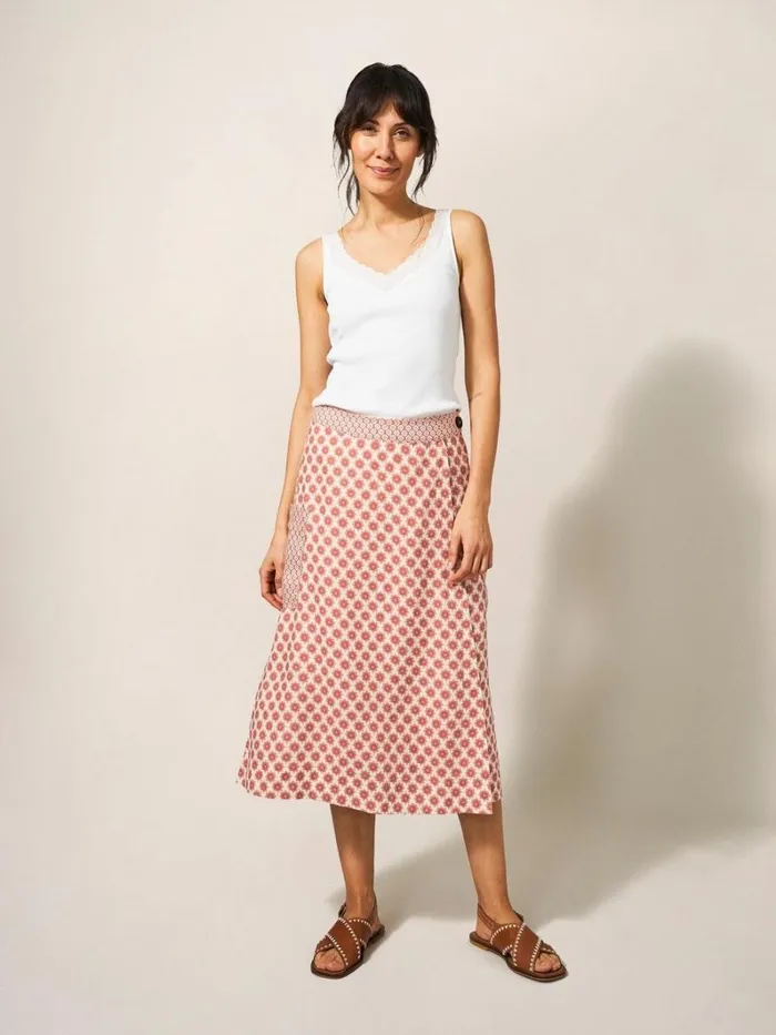 White Stuff SKIRTS Wilma Linen Wrap Skirt Red Multi 8211 Women