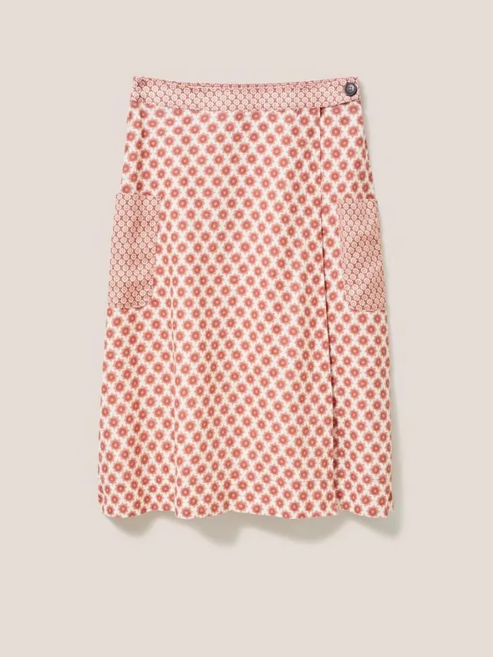 White Stuff SKIRTS Wilma Linen Wrap Skirt Red Multi 8211 Women White Stuff SKIRTS Wilma Linen Wrap Skirt Red Multi 8211 Women