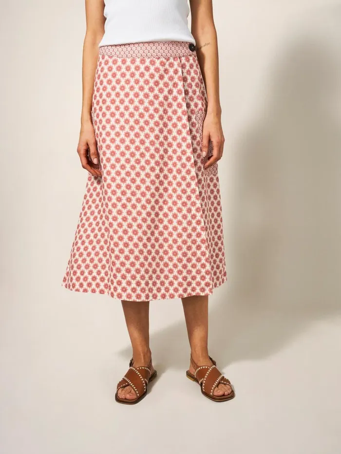 White Stuff SKIRTS Wilma Linen Wrap Skirt Red Multi 8211 Women White Stuff SKIRTS Wilma Linen Wrap Skirt Red Multi 8211 Women