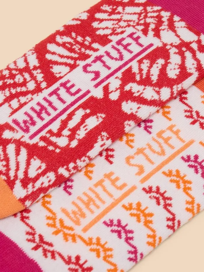 White Stuff SOCKS 2 Pack Palm Leaf No Show Socks Orange Multi 8211 Women