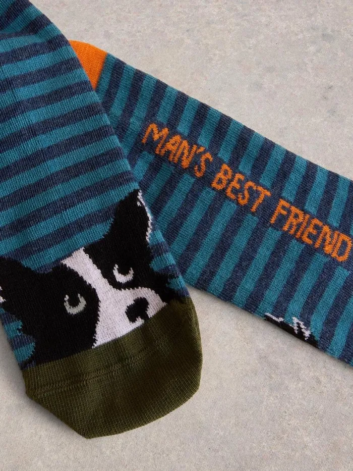 White Stuff SOCKS Dog Ankle Sock Blue Multi 8211 Men