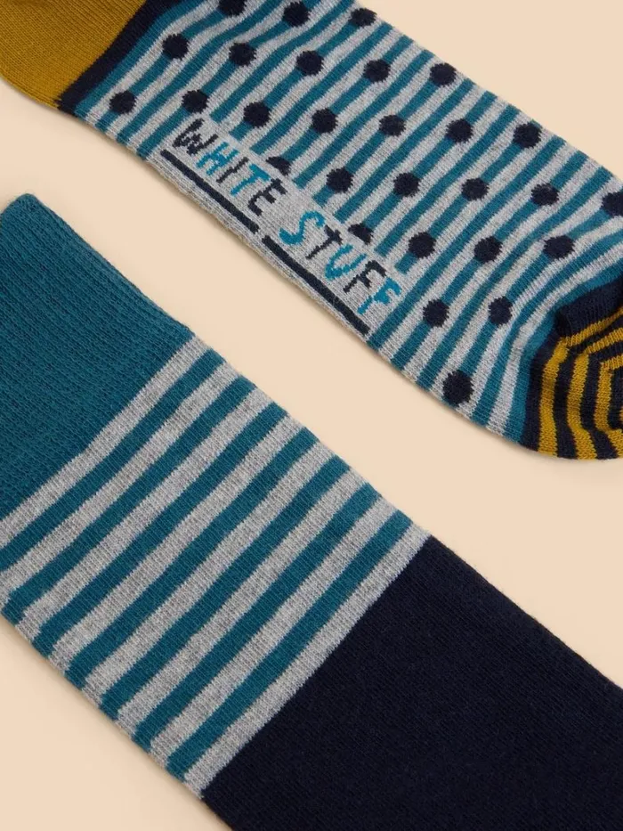 White Stuff SOCKS Hotch Potch Ankle Sock Navy Multi 8211 Men