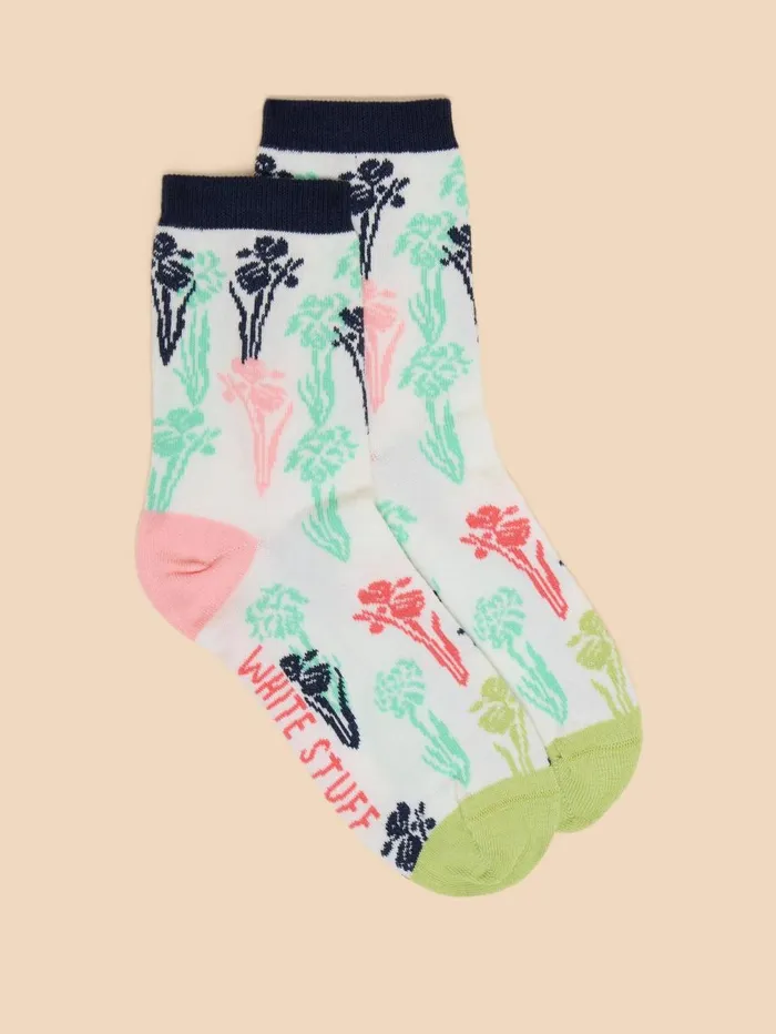 White Stuff SOCKS Iris Floral Ankle Sock Ivory Multi 8211 Women White Stuff SOCKS Iris Floral Ankle Sock Ivory Multi 8211 Women