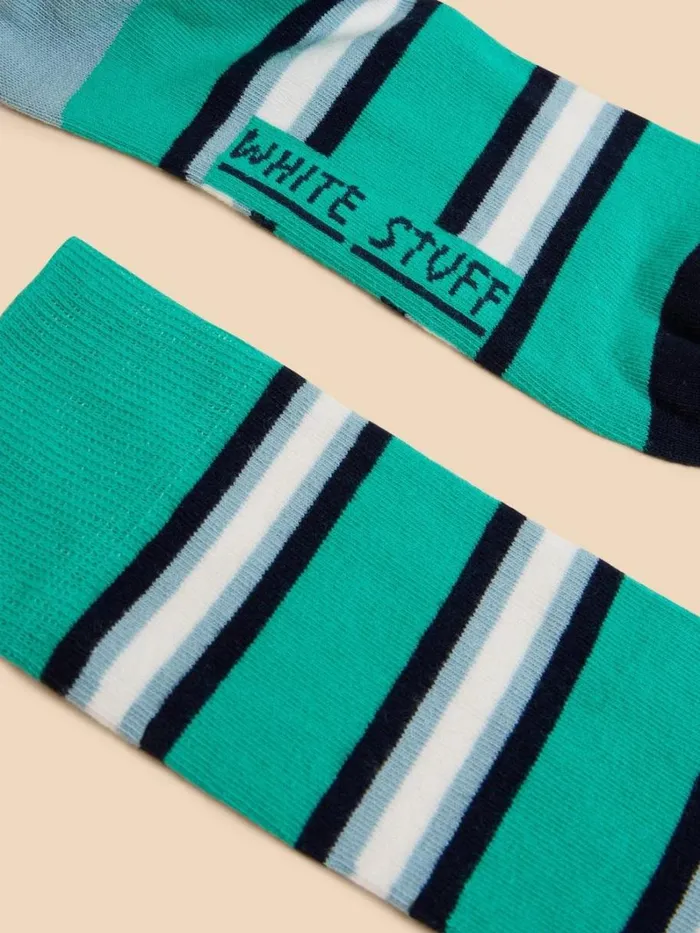White Stuff SOCKS Spaced Stripe Ankle Sock Teal Multi 8211 Men