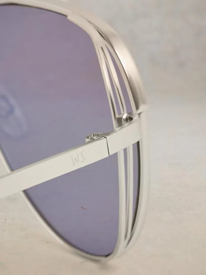 White Stuff SUNGLASSES Hana Aviator Sunglasses Silver Tone Metallic 8211 Women White Stuff SUNGLASSES Hana Aviator Sunglasses Silver Tone Metallic 8211 Women