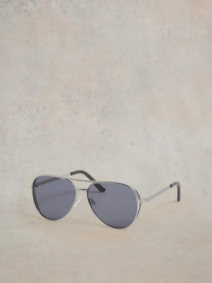 White Stuff SUNGLASSES Hana Aviator Sunglasses Silver Tone Metallic 8211 Women White Stuff SUNGLASSES Hana Aviator Sunglasses Silver Tone Metallic 8211 Women