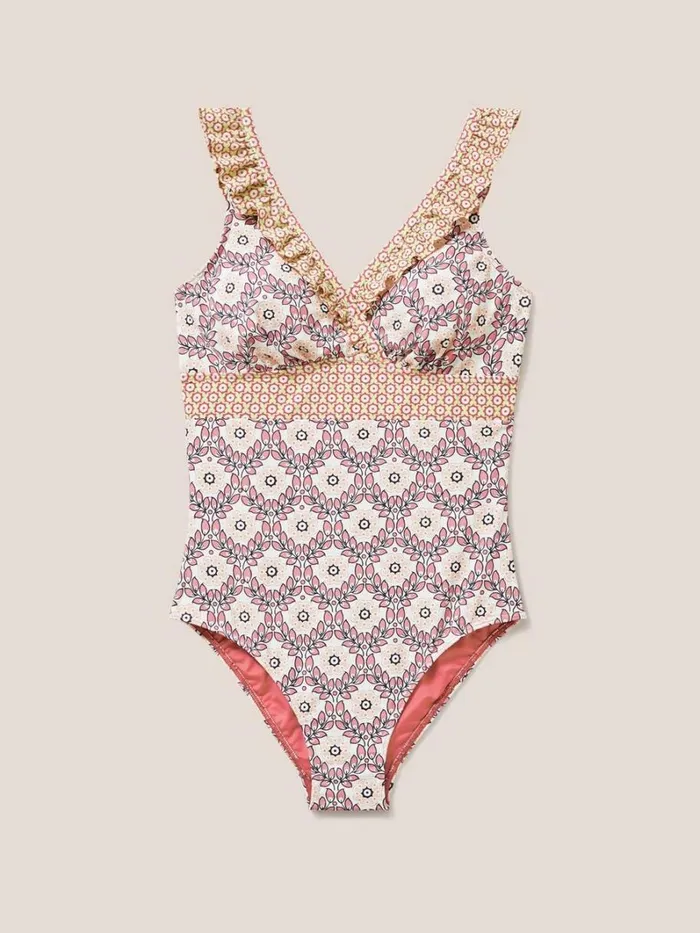 White Stuff SWIMWEAR Beth High Leg Swimsuit Pink Multi 8211 Women White Stuff SWIMWEAR Beth High Leg Swimsuit Pink Multi 8211 Women