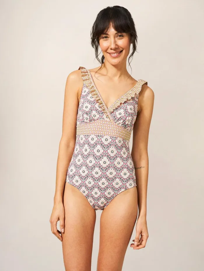 White Stuff SWIMWEAR Beth High Leg Swimsuit Pink Multi 8211 Women White Stuff SWIMWEAR Beth High Leg Swimsuit Pink Multi 8211 Women