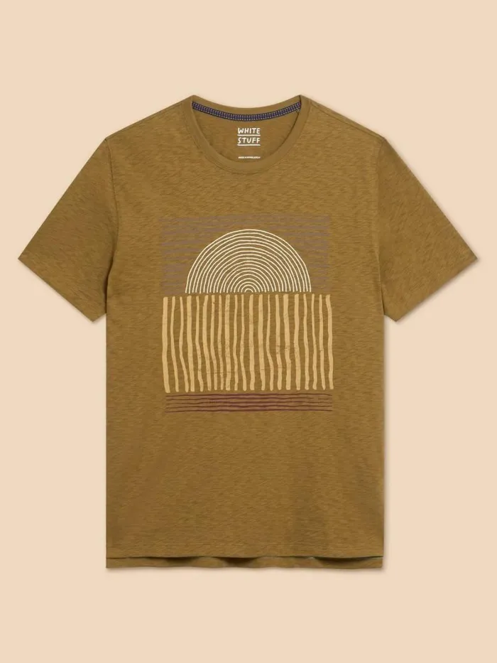White Stuff TSHIRTS Abstract Sun Graphic Tee Green Print 8211 Men White Stuff TSHIRTS Abstract Sun Graphic Tee Green Print 8211 Men