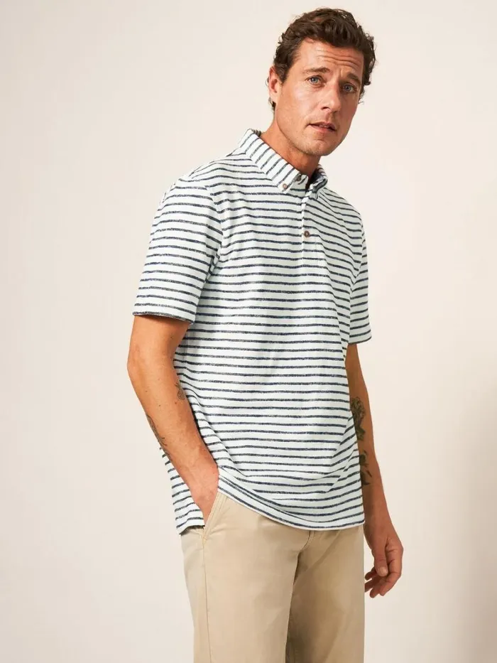 White Stuff TSHIRTS Fine Stripe Cotton Polo Shirt Natural White 8211 Men
