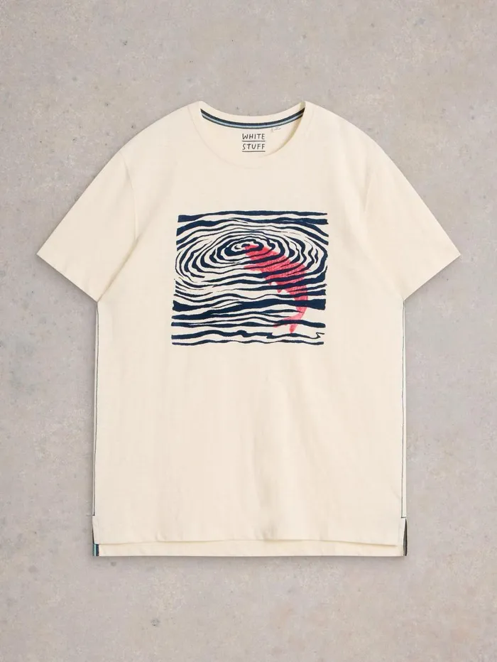 White Stuff TSHIRTS Fish Flock Graphic Tee White Print 8211 Men