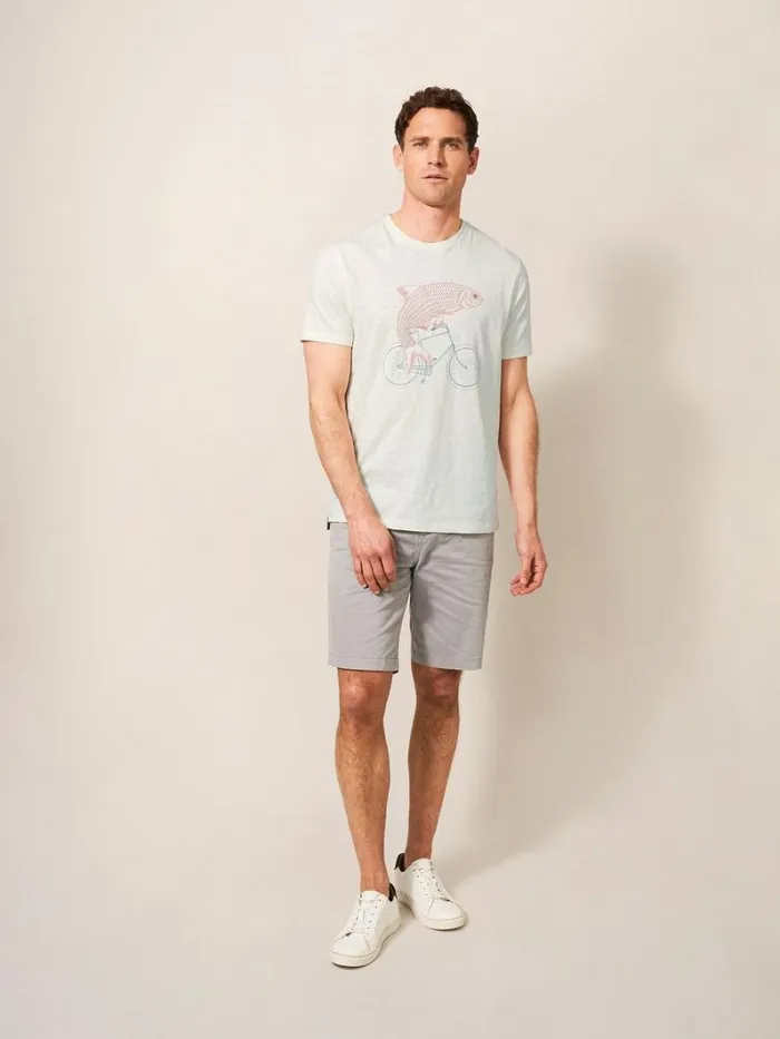 White Stuff TSHIRTS Fish On A Bike Graphic Tee Natural White 8211 Men