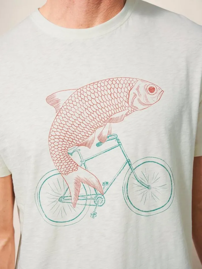 White Stuff TSHIRTS Fish On A Bike Graphic Tee Natural White 8211 Men White Stuff TSHIRTS Fish On A Bike Graphic Tee Natural White 8211 Men