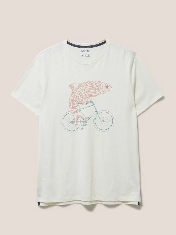 White Stuff TSHIRTS Fish On A Bike Graphic Tee Natural White 8211 Men White Stuff TSHIRTS Fish On A Bike Graphic Tee Natural White 8211 Men