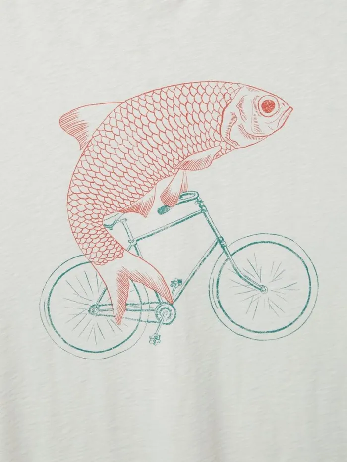 White Stuff TSHIRTS Fish On A Bike Graphic Tee Natural White 8211 Men White Stuff TSHIRTS Fish On A Bike Graphic Tee Natural White 8211 Men