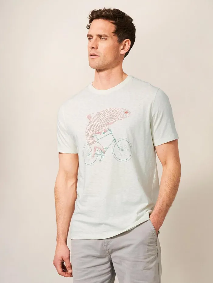 White Stuff TSHIRTS Fish On A Bike Graphic Tee Natural White 8211 Men White Stuff TSHIRTS Fish On A Bike Graphic Tee Natural White 8211 Men