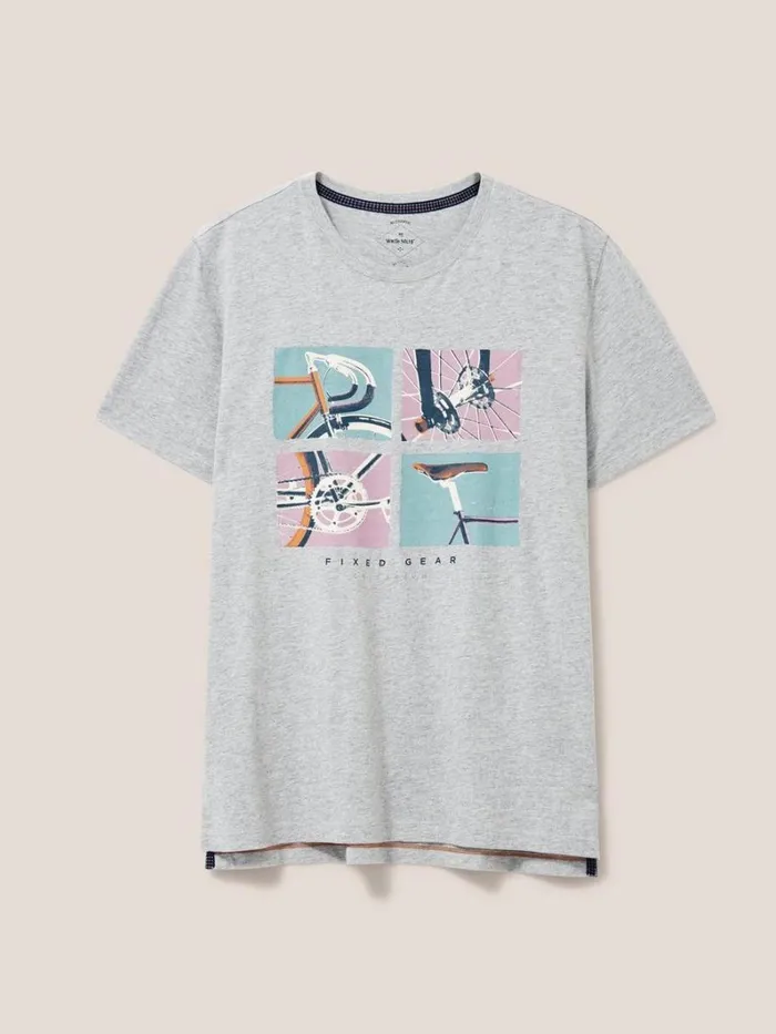 White Stuff TSHIRTS Fixed Gear Graphic Tee Grey Marl 8211 Men White Stuff TSHIRTS Fixed Gear Graphic Tee Grey Marl 8211 Men