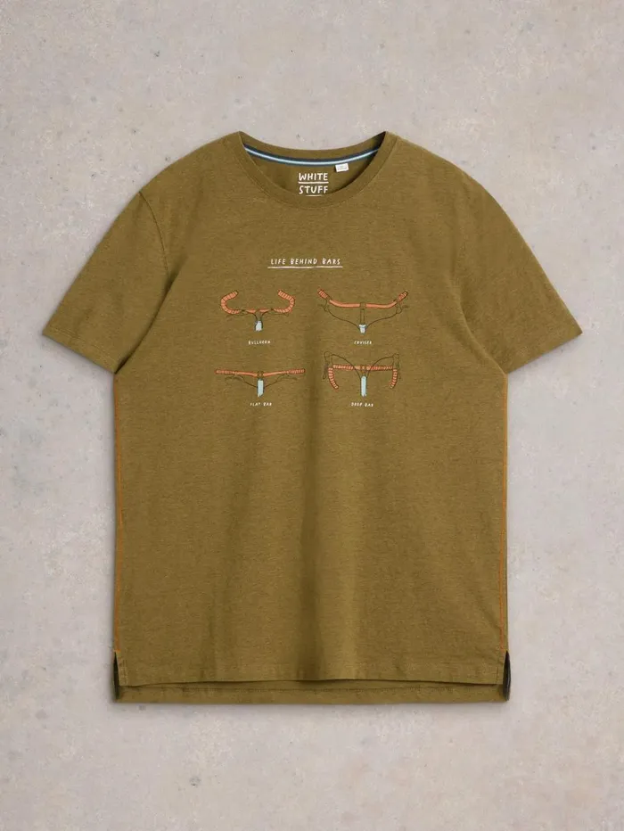 White Stuff TSHIRTS Life Behind Bars Graphic Tee Green Print 8211 Men