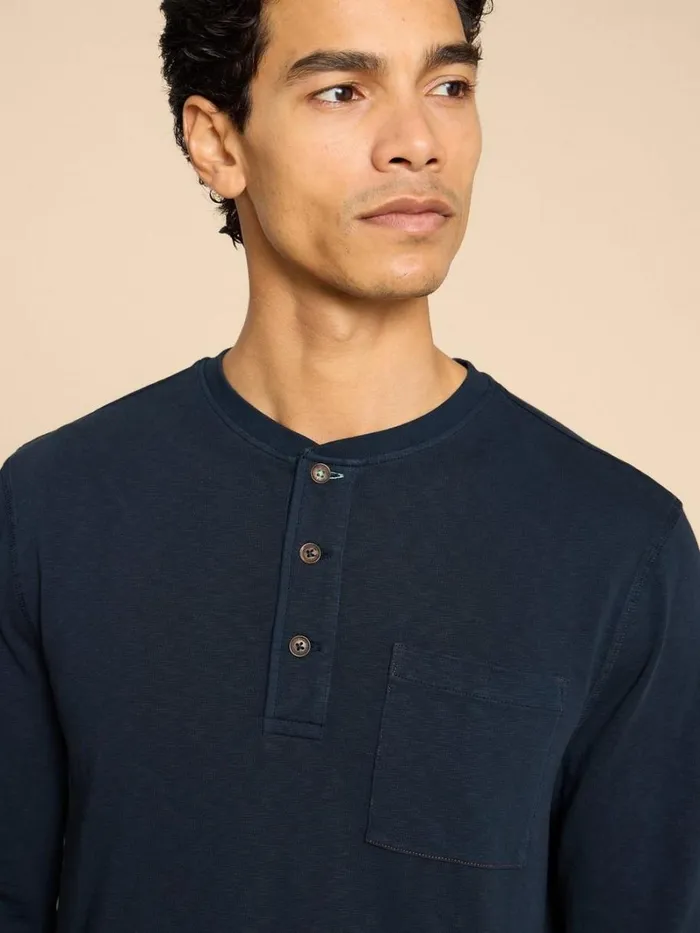 White Stuff TSHIRTS Newton LS Henley Dark Navy 8211 Men