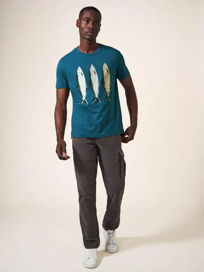 White Stuff TSHIRTS Pattern Fish Graphic Tshirt Mid Teal 8211 Men