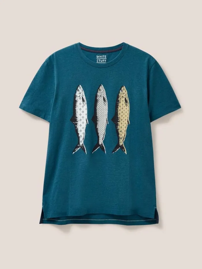 White Stuff TSHIRTS Pattern Fish Graphic Tshirt Mid Teal 8211 Men White Stuff TSHIRTS Pattern Fish Graphic Tshirt Mid Teal 8211 Men