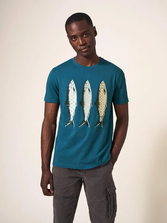 White Stuff TSHIRTS Pattern Fish Graphic Tshirt Mid Teal 8211 Men White Stuff TSHIRTS Pattern Fish Graphic Tshirt Mid Teal 8211 Men