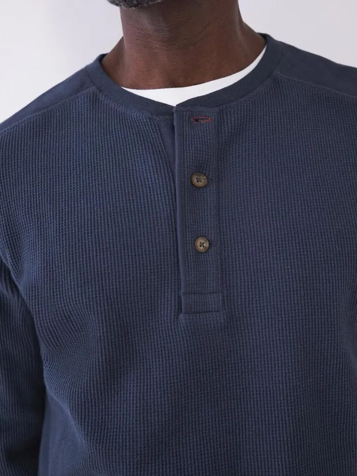 White Stuff TSHIRTS Porter Waffle Henley Dark Navy 8211 Men