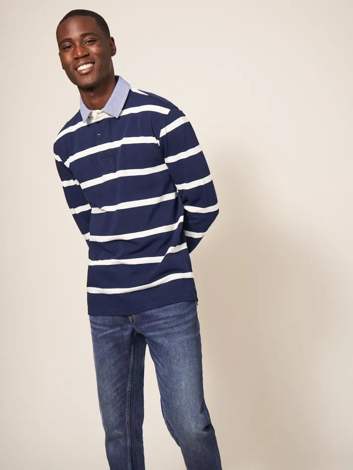 White Stuff TSHIRTS Raven Striped Rugby Dark Navy 8211 Men White Stuff TSHIRTS Raven Striped Rugby Dark Navy 8211 Men