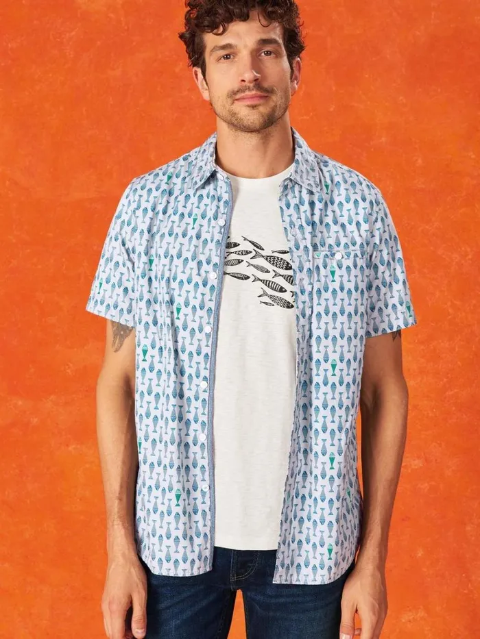 White Stuff TSHIRTS Shoal Fish Graphic Tee White Print 8211 Men White Stuff TSHIRTS Shoal Fish Graphic Tee White Print 8211 Men