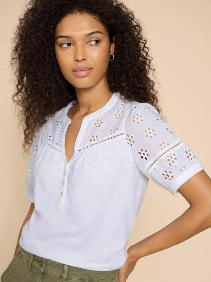 White Stuff TOPS and TEES BELLA BRODERIE MIX TOP Brilliant White 8211 Women White Stuff TOPS and TEES BELLA BRODERIE MIX TOP Brilliant White 8211 Women
