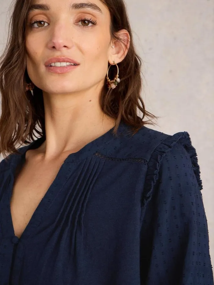 White Stuff TOPS and TEES BLOSSOM BUTTON NECK BOHO TOP French Navy 8211 Women White Stuff TOPS and TEES BLOSSOM BUTTON NECK BOHO TOP French Navy 8211 Women