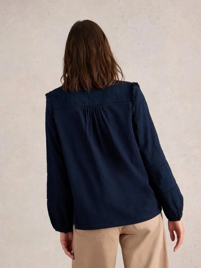 White Stuff TOPS and TEES BLOSSOM BUTTON NECK BOHO TOP French Navy 8211 Women White Stuff TOPS and TEES BLOSSOM BUTTON NECK BOHO TOP French Navy 8211 Women